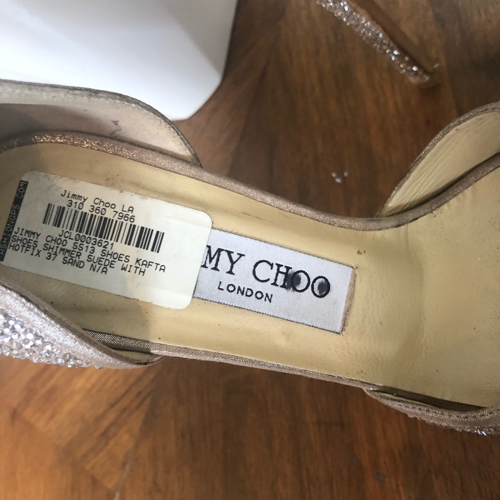 New Crystal-Embedded Jimmy Choo Open-Toe Kafta Pl… - image 5